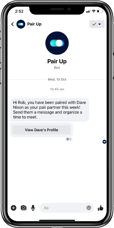 Pair-up-mobile-view Pair up bot on phone