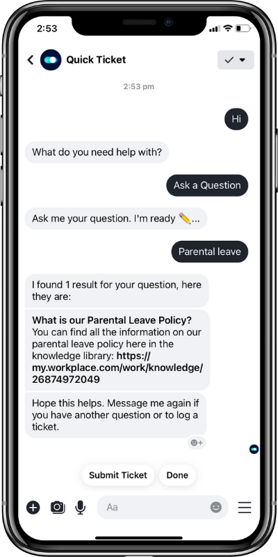 Quick ticket mobile view